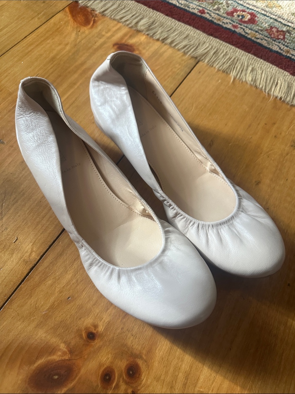 J. Crew Women's Light Beige Leather Ballet Flats